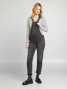 Salopette de maternité en denim stretch - Gris